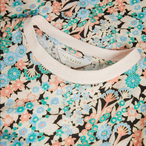 New With Tags Ted Baker London Womens Domela Linen Printed Tee Multiple Sizes - Picture 5 of 7